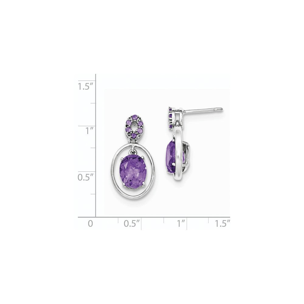 Sterling Silver Amethyst Post Dangle Earrings