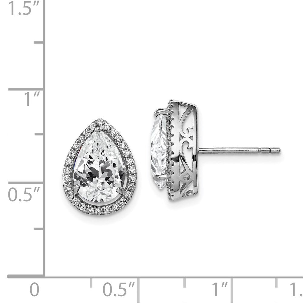 Sterling Silver Rhodium Created White Topaz u0026 CZ Post Earrings
