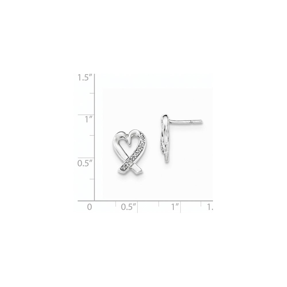 Sterling Silver Diamond Heart Post Earrings