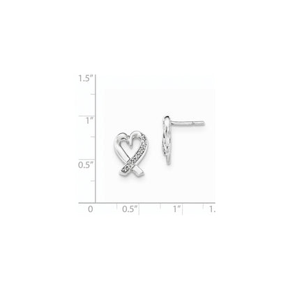 Sterling Silver Diamond Heart Post Earrings