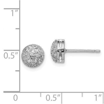 Sterling Silver Rhodium Diamond Post Earrings