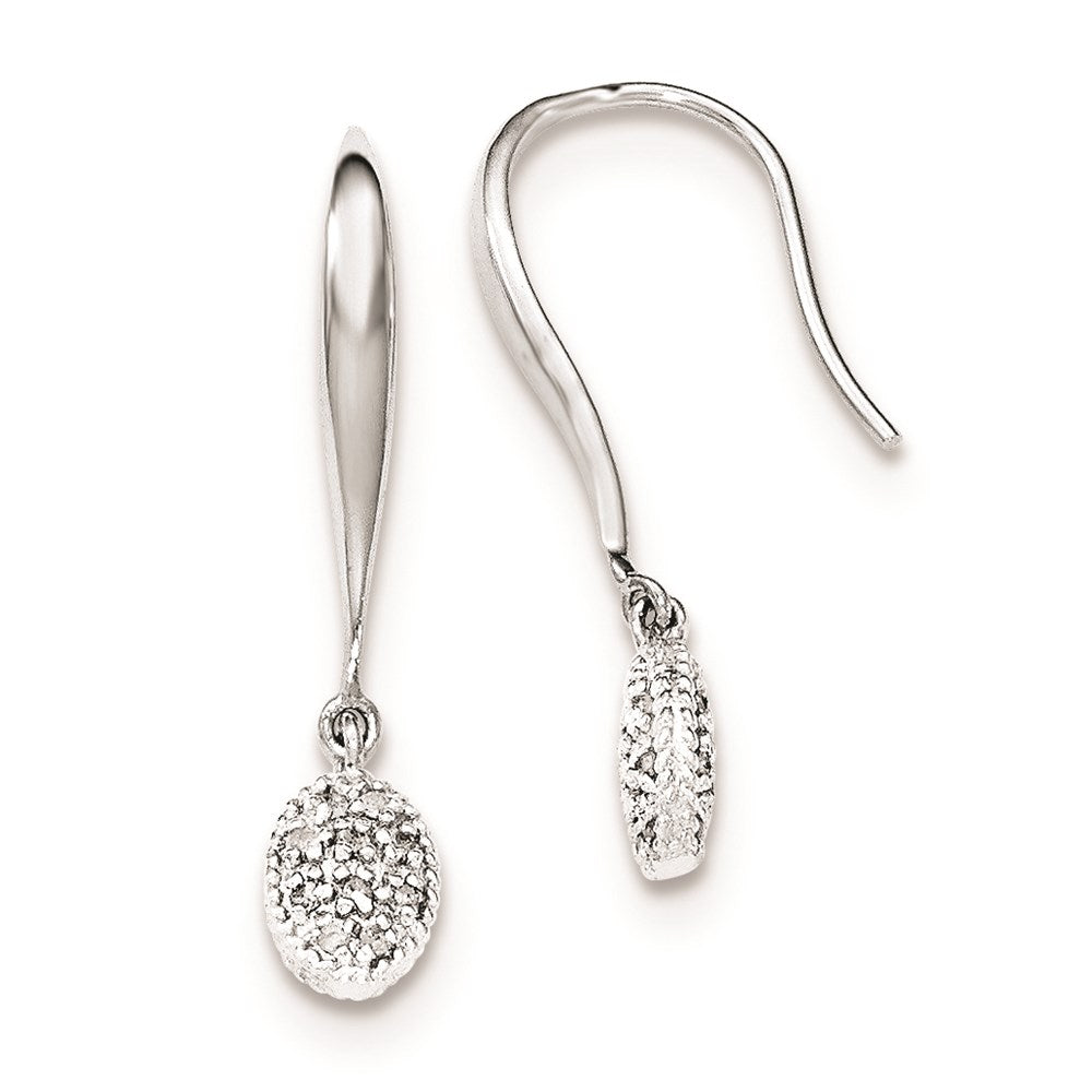 Sterling Silver Diamond Shepherd Hook Dangle Earrings