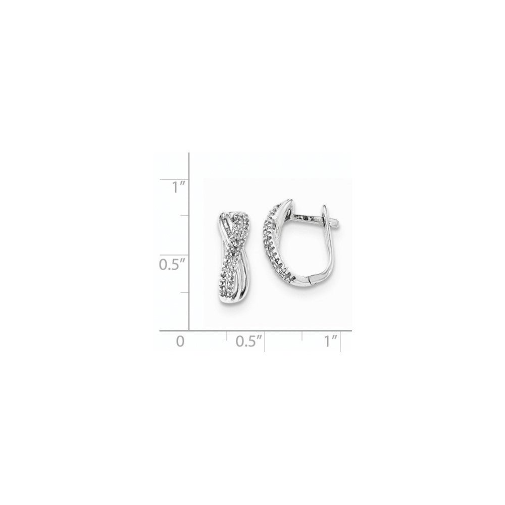 Sterling Silver Diamond Hinged Hoop Earrings