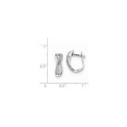 Sterling Silver Diamond Hinged Hoop Earrings