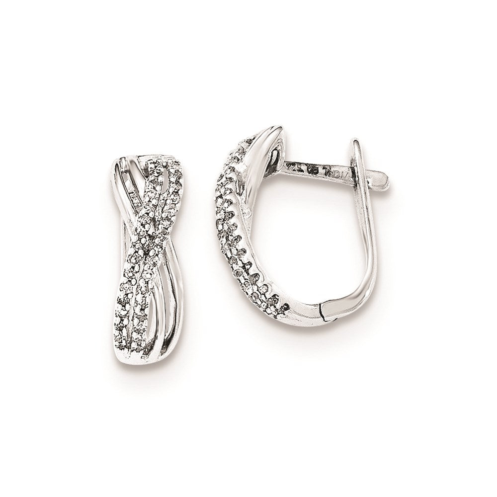 Sterling Silver Diamond Hinged Hoop Earrings