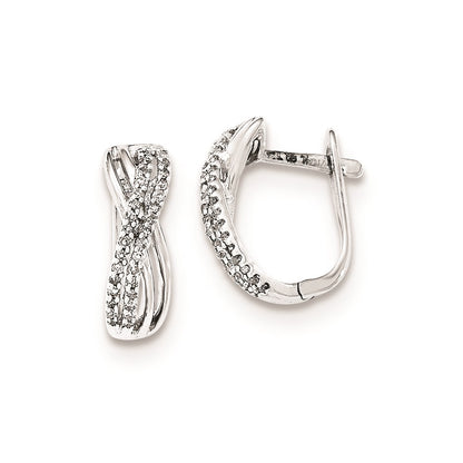 Sterling Silver Diamond Hinged Hoop Earrings