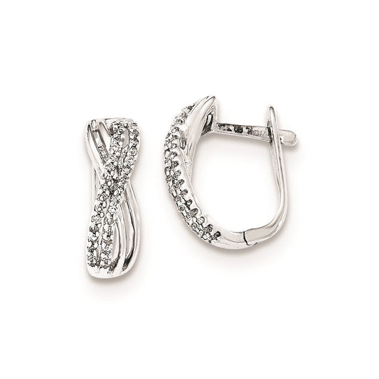 Sterling Silver Diamond Hinged Hoop Earrings
