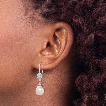 Sterling Silver Blue Topaz FW Cultured Pearl Drop Earrings