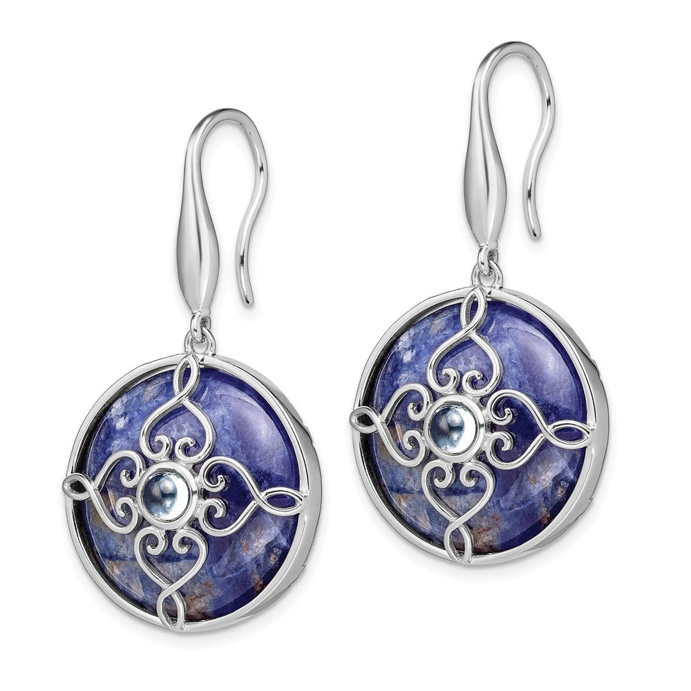 Sterling Silver Rhodium-plated w/Sodalite and Blue Topaz Earrings