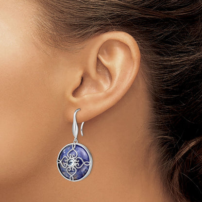 Sterling Silver Rhodium-plated w/Sodalite and Blue Topaz Earrings