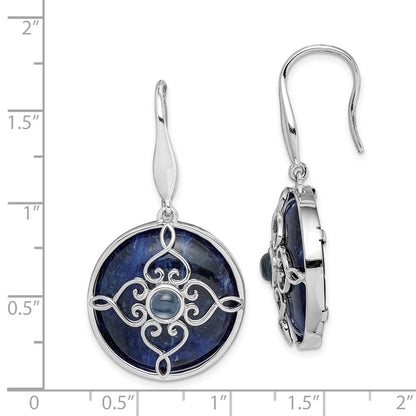 Sterling Silver Rhodium-plated w/Sodalite and Blue Topaz Earrings