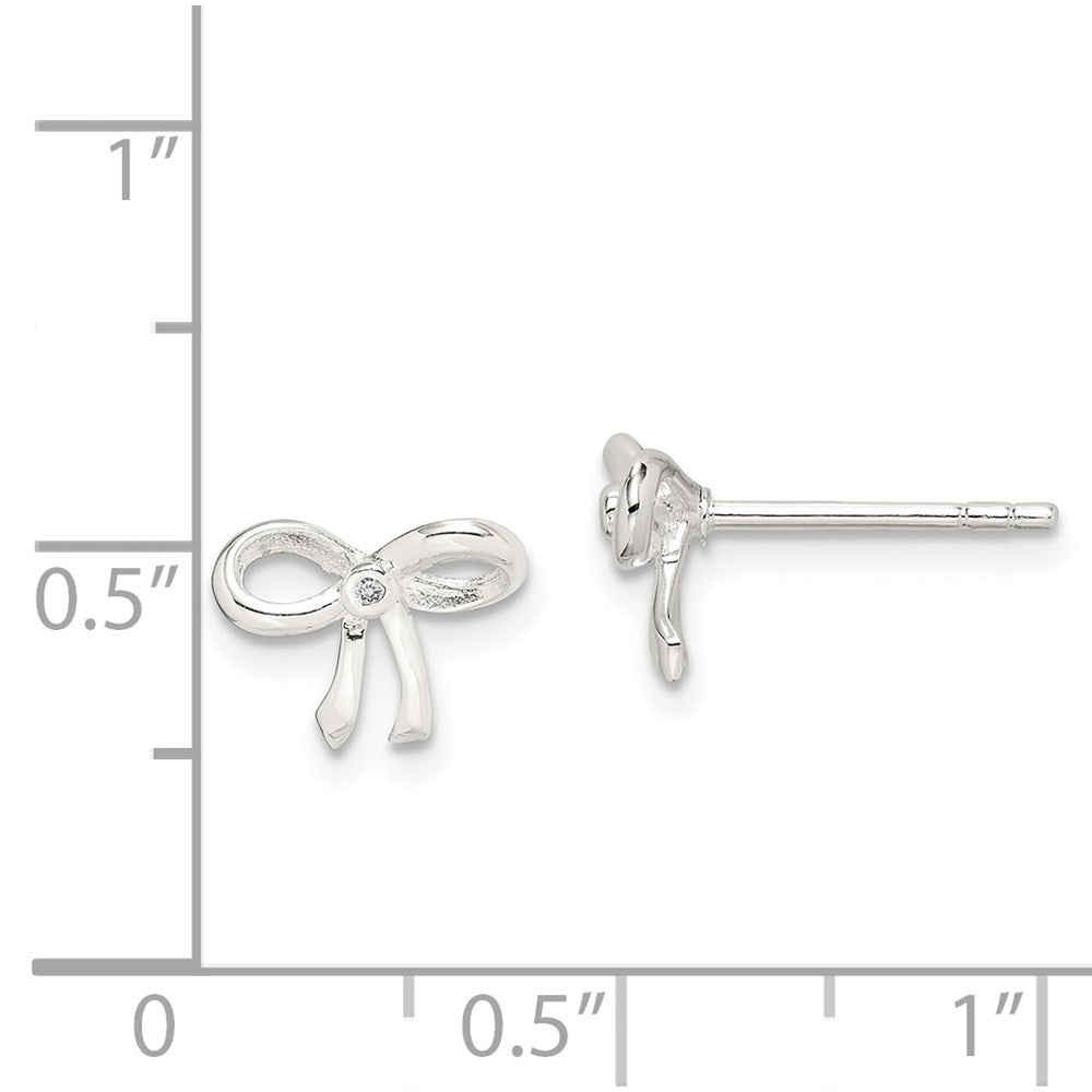 Sterling Silver Diamond Bow Post Earrings