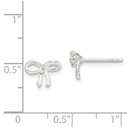 Sterling Silver Diamond Bow Post Earrings