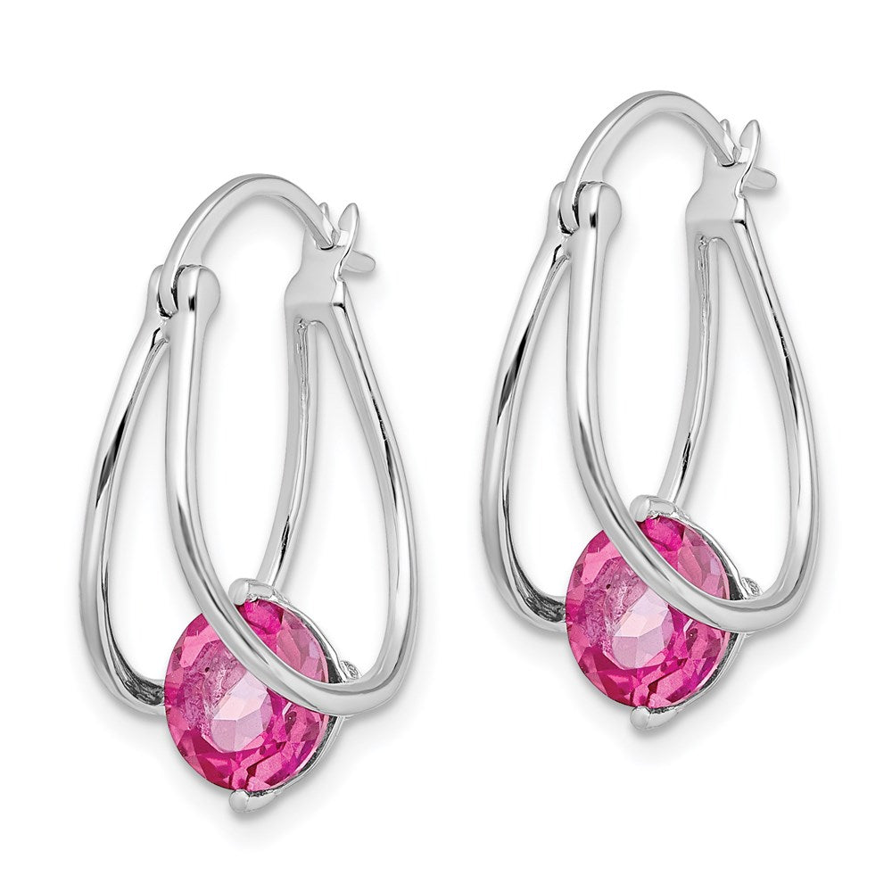 Sterling Silver Rhodium-plated Pink Topaz Earrings