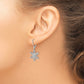 Sterling Silver Rhodium Diamond Snowflake Leverback Earrings