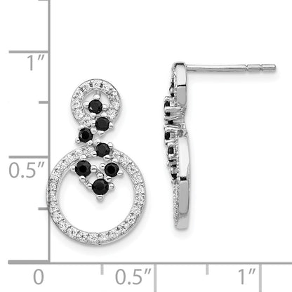 Sterling Silver Rhodium-plated CZ and Spinel 2-Circle Post Earrings