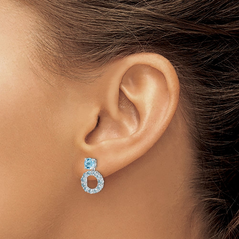 Sterling Silver Polished 5mm Blue Topaz Studs with Earring Jackets