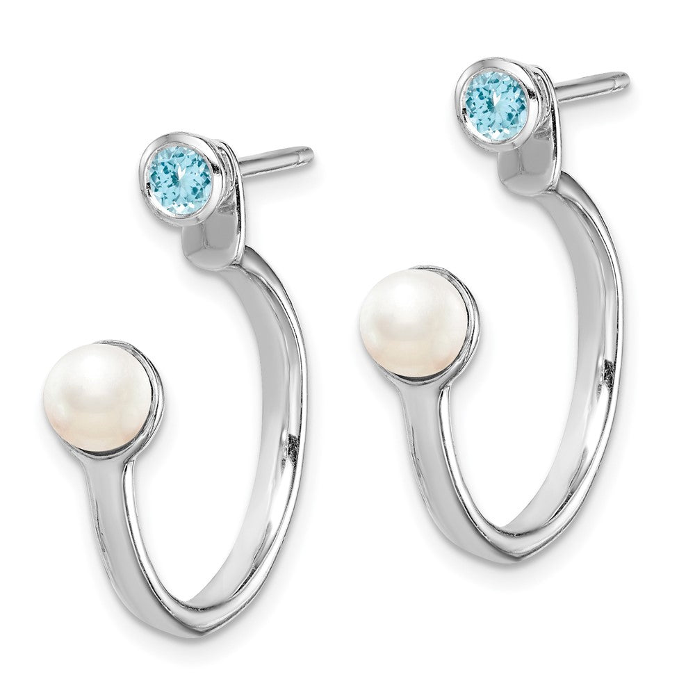 Sterling Silver Rhodium-plate FWC Pearl Light Swiss BT Front u0026 Back Earring