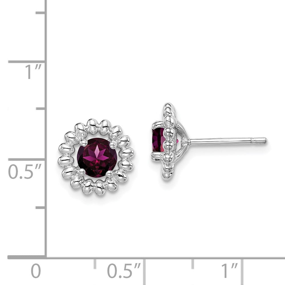 Sterling Silver Rhod-plat Rhodolite Garnet Earrings
