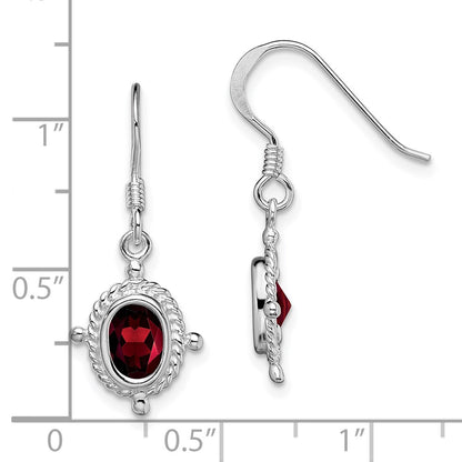 Sterling Silver Rhodium-plated Fancy Garnet Earrings