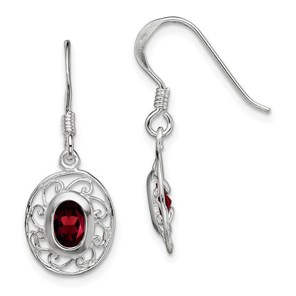 Sterling Silver Rhodium-plated Fancy Garnet Earrings