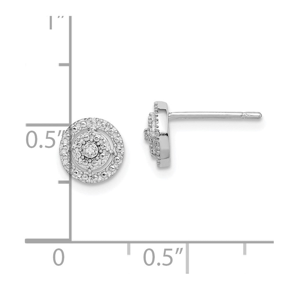 Sterling Silver RH-plated Polished u0026 Textured Diamond Circle Post Earrings
