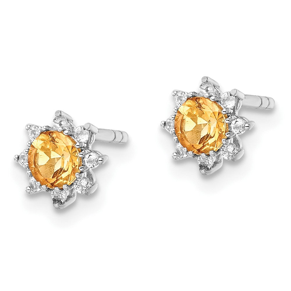 Sterling Silver RH .5CI Citrine u0026 .1WT White Topaz Post Earrings