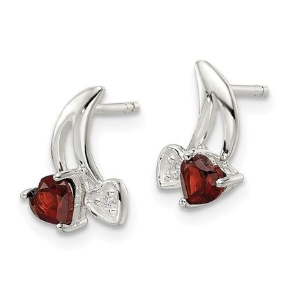 Sterling Silver CZ u0026 .31Garnet Heart Post Earrings