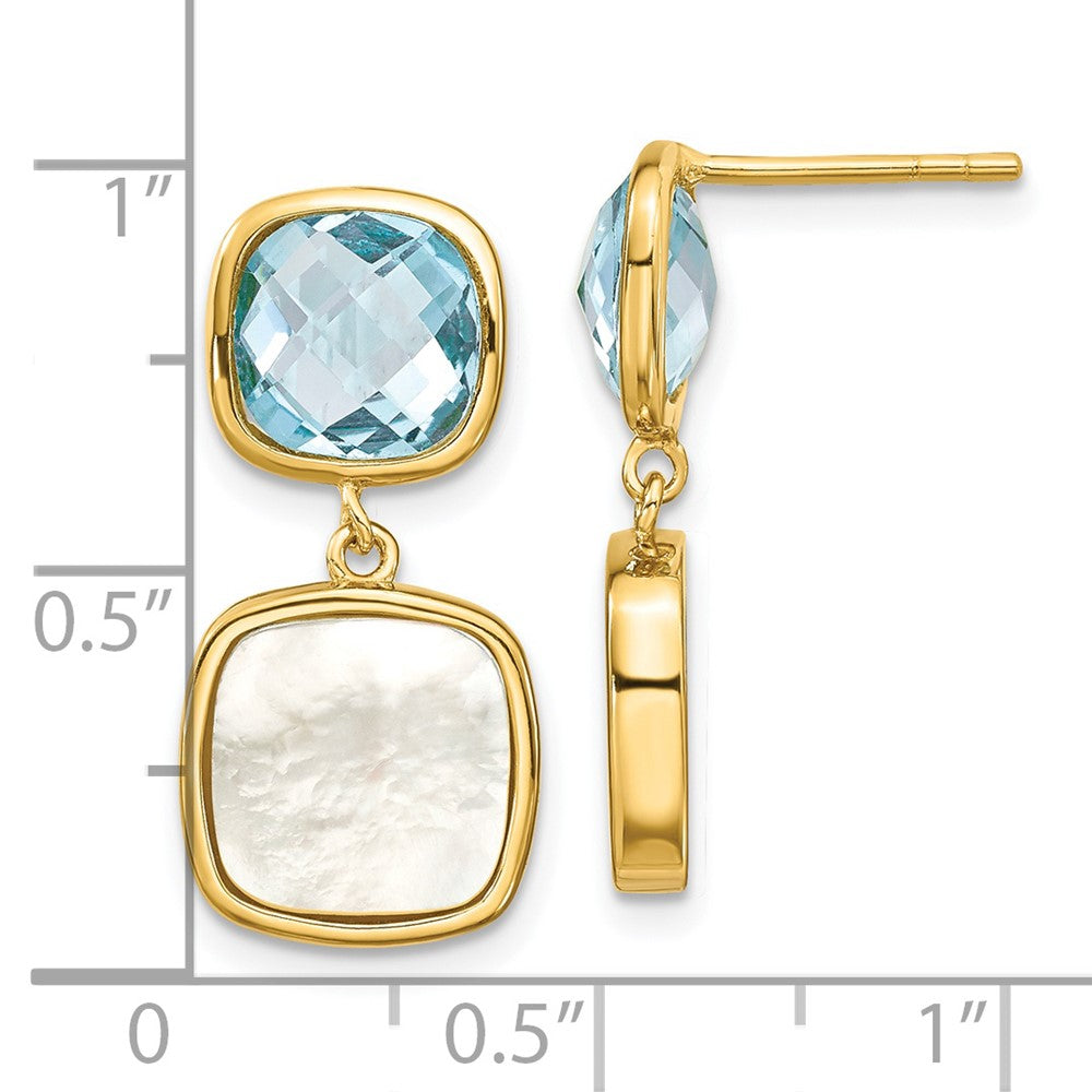 Sterling Silver Gold-plated 3.46BT Blue Topaz u0026 MOP Post Dangle Earrings