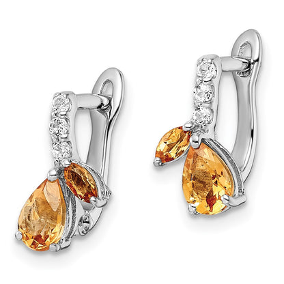 Sterling Silver RH-plated 1.81t.w. Citrine/White Topaz Hinged Earring
