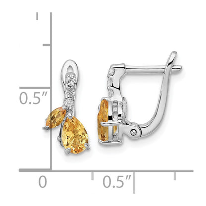 Sterling Silver RH-plated 1.81t.w. Citrine/White Topaz Hinged Earring