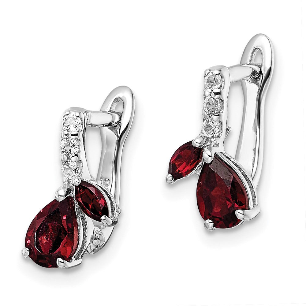 Sterling Silver RH-plated 2.20t.w. GA/White Topaz Hinged Earrings