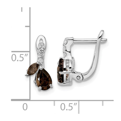 SS RH-plated 1.79t.w. Smoky Quartz/White Topaz Hinged Earrings