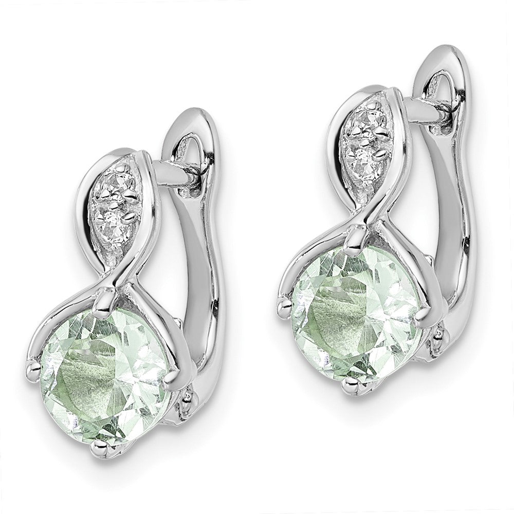 SS RH-plated 1.48t.w. Green Quartz/White Topaz Hinged Earrings