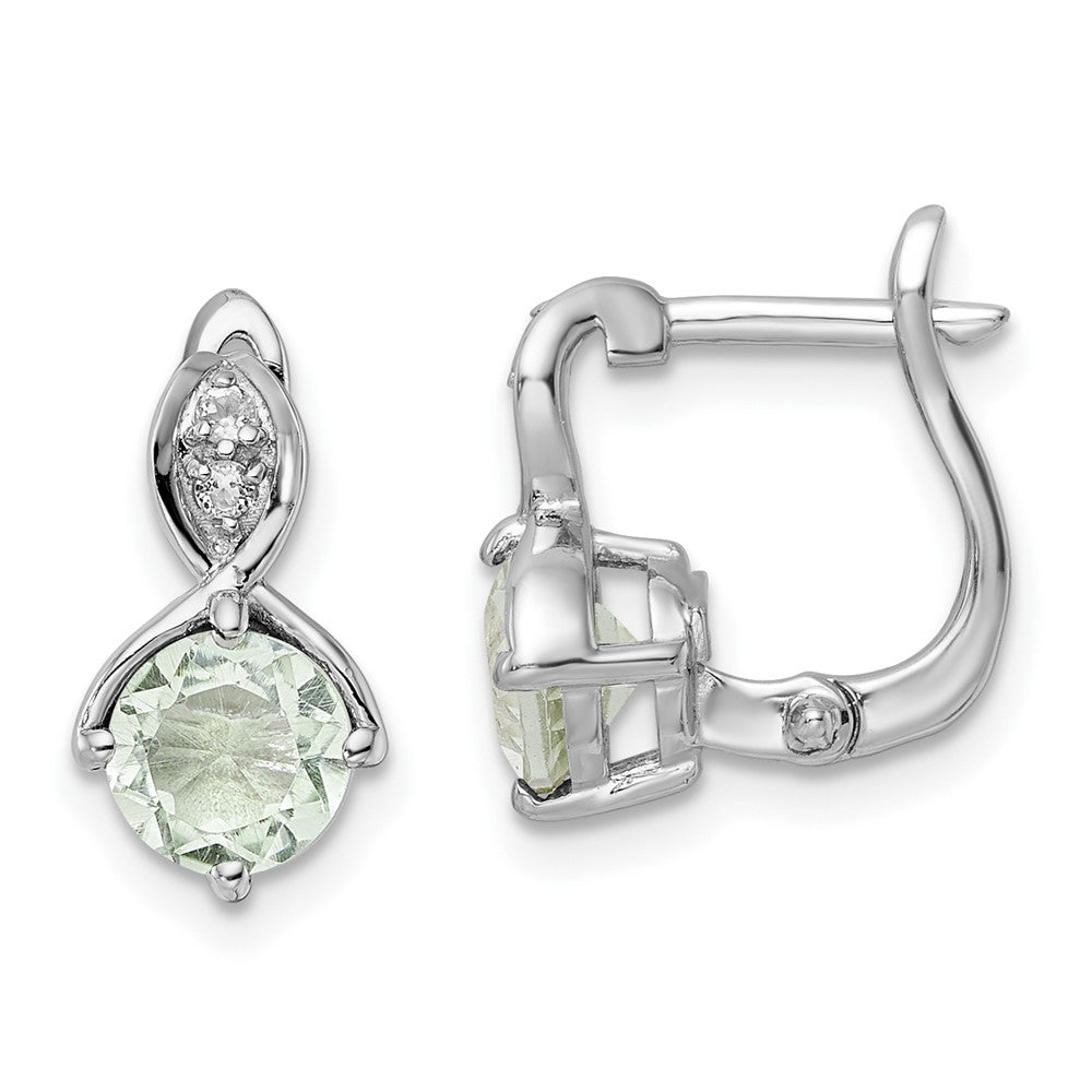 SS RH-plated 1.48t.w. Green Quartz/White Topaz Hinged Earrings