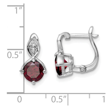 SS RH-plated 2.08t.w. Garnet/White Topaz Hinged Earrings