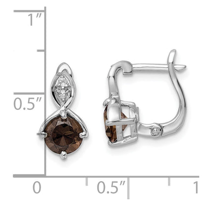 SS RH-plated 1.48t.w. Smoky Quartz/White Topaz Hinged Earrings