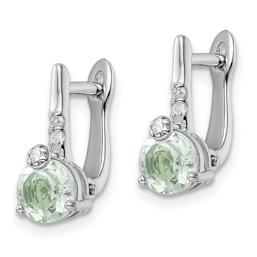 SS RH-plated 1.59t.w. Green Quartz/Wht Topaz Hinged Earrings