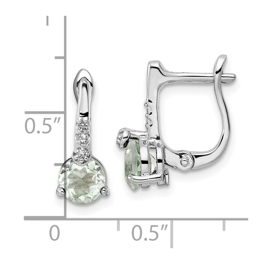 SS RH-plated 1.59t.w. Green Quartz/Wht Topaz Hinged Earrings