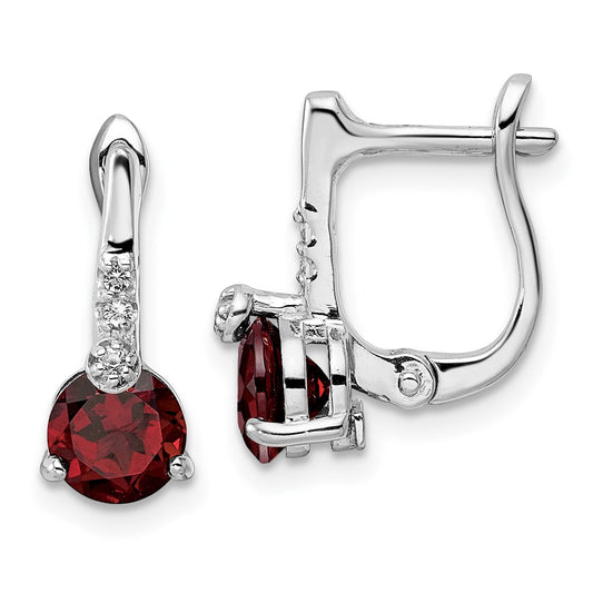 SS RH-plated 2.09t.w. GA/White Topaz Circle Hinged Earrings