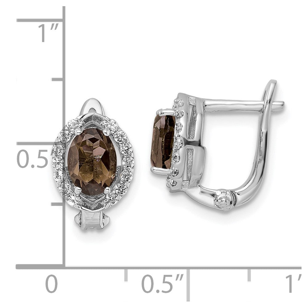 SS RH-plated 1.68t.w. Smoky Quartz/Wht Topaz Hinged Earrings