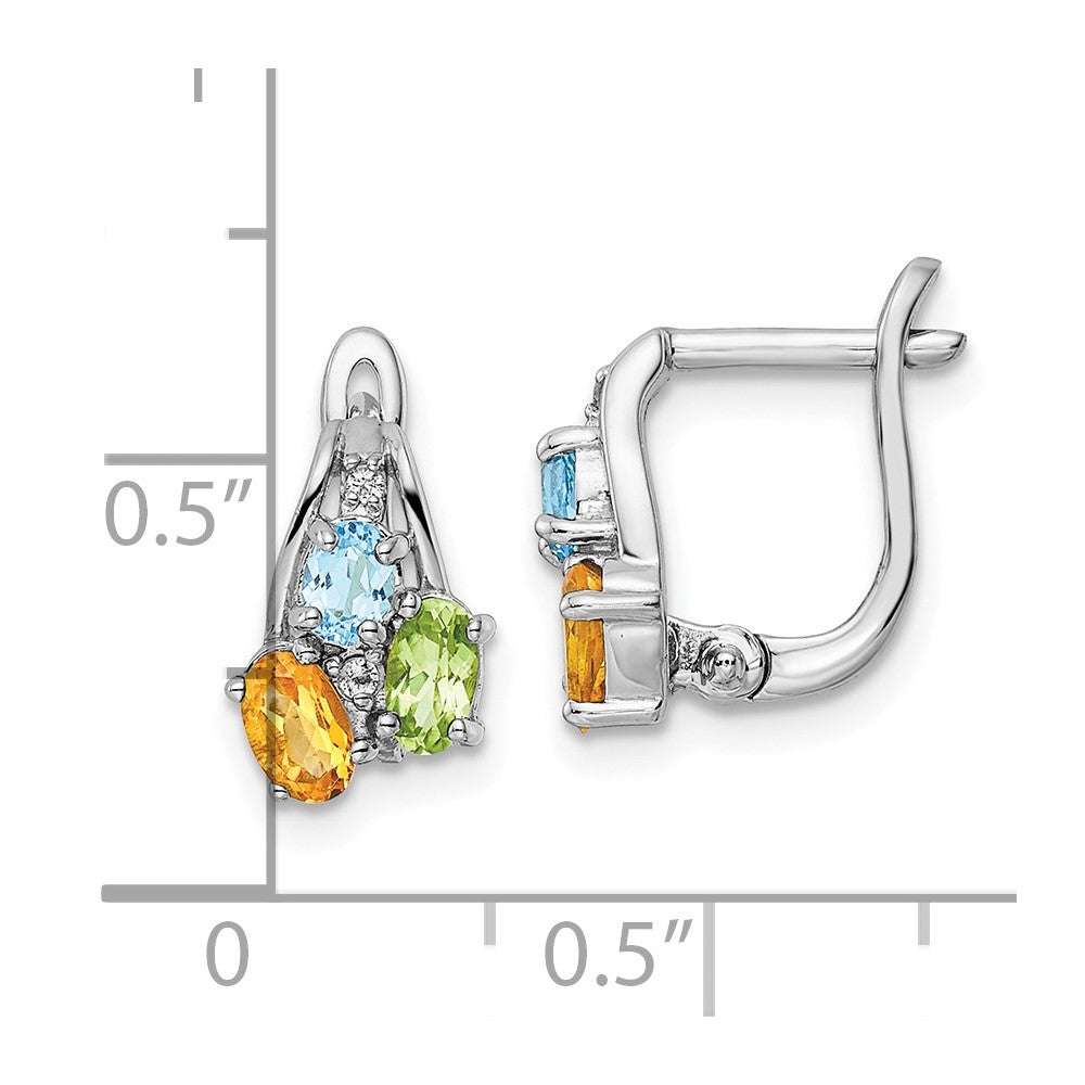 Sterling Silver RH-plated 1.50t.w. PE/CI/LSBT/WT Hinged Earrings