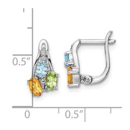 Sterling Silver RH-plated 1.50t.w. PE/CI/LSBT/WT Hinged Earrings