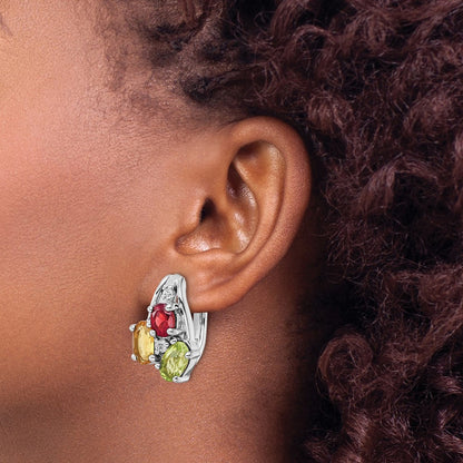 Sterling Silver RH-plated 1.48t.w. PE/CI/GA/WT Hinged Earrings