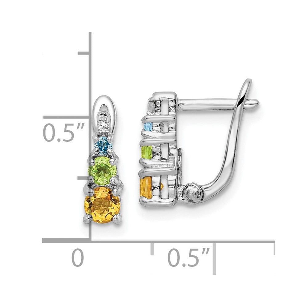 Sterling Silver RH-plated .77t.w. PE/CI/BT/WT Hinged Earrings