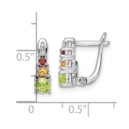 Sterling Silver RH-plated .85t.w. PE/CI/GA/WT Hinged Earrings