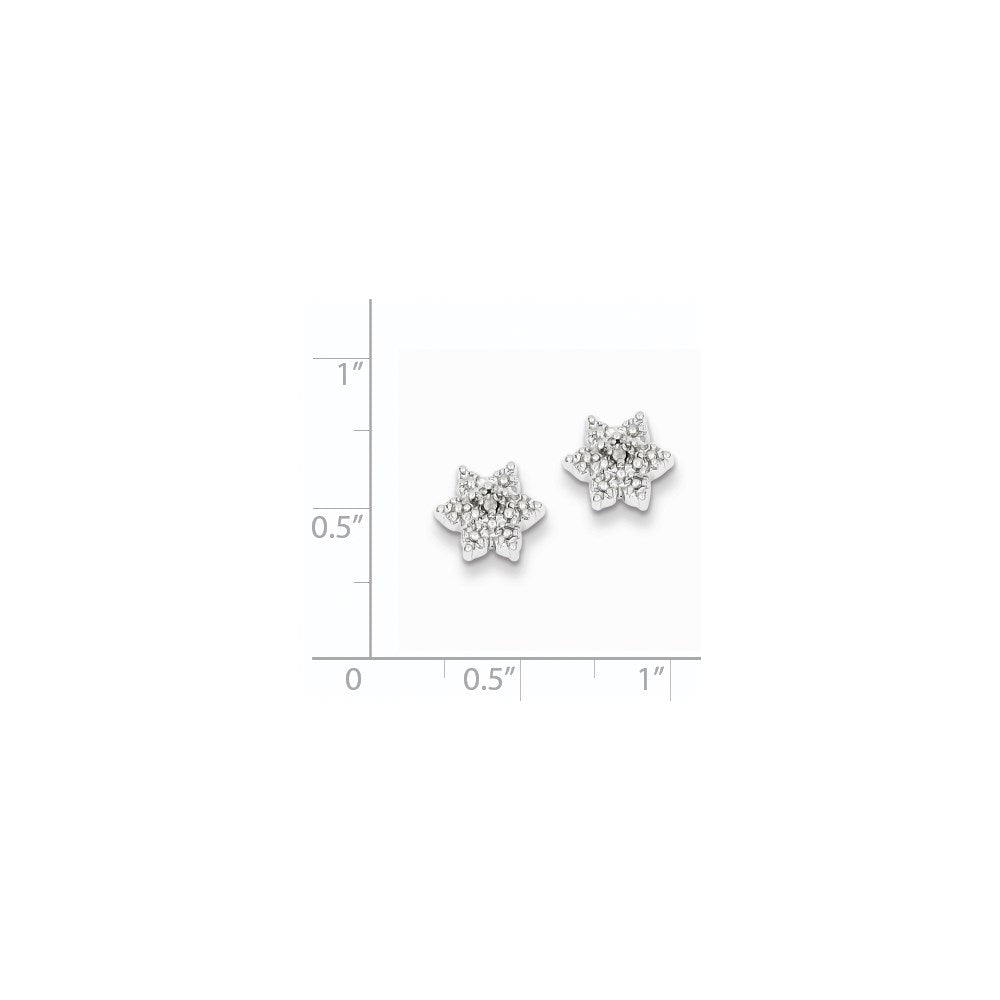 Sterling Silver Rhodium Star w/Diamond Earrings
