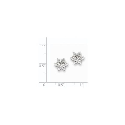 Sterling Silver Rhodium Star w/Diamond Earrings