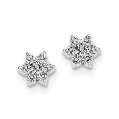 Sterling Silver Rhodium Star w/Diamond Earrings