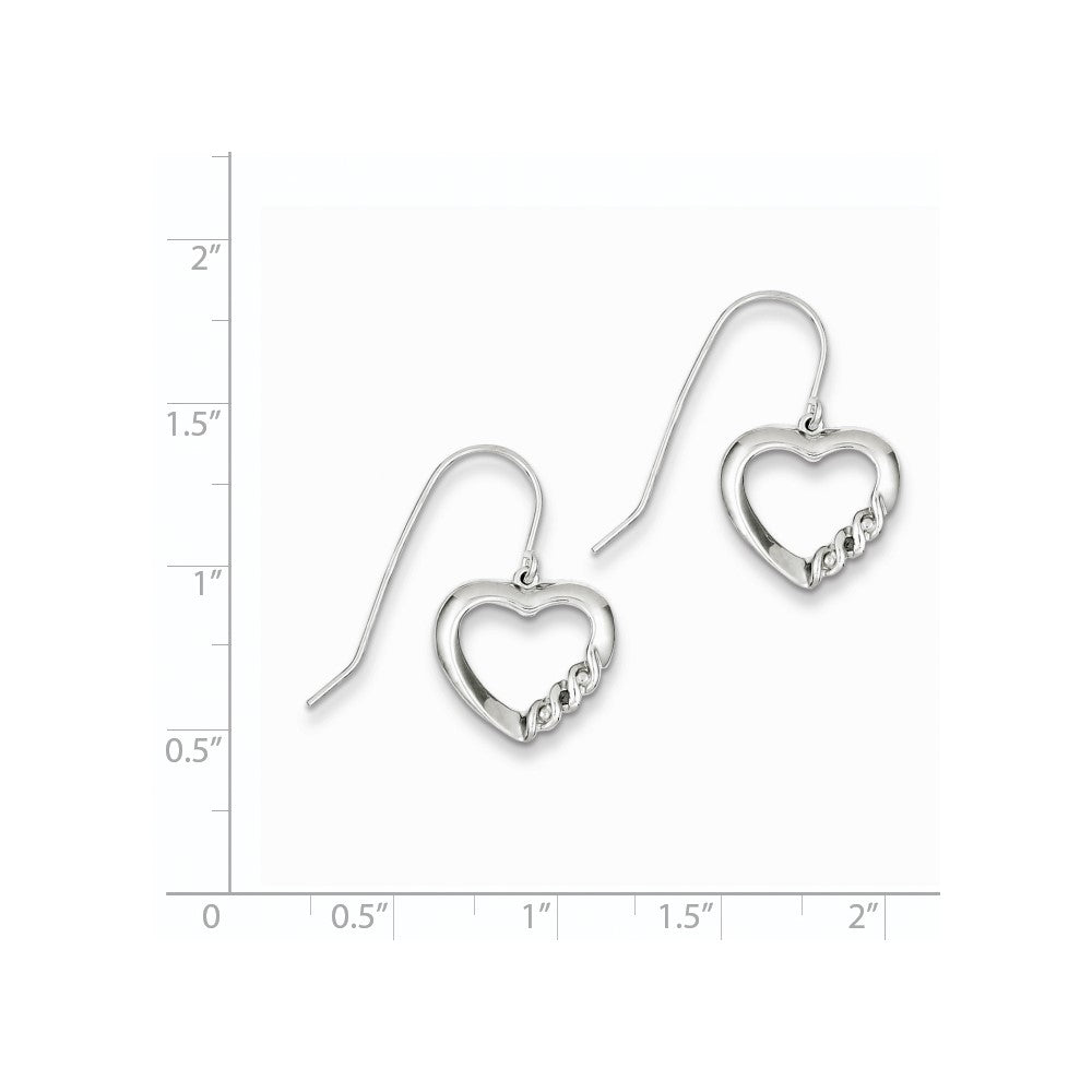 Sterling Silver Heart Diamond Earring